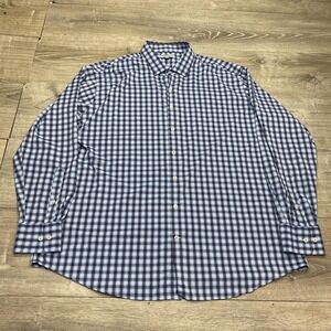 Peter Millar Dress Shirt Mens 2XL Blue Check Summer Comfort Performance